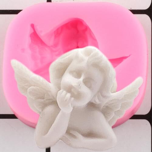 3D Baby Angel Silicone Mold Cupcake Topper Fondant Cake Decorating Tools Resin Clay Soap Molds Candy Chocolate Gumpaste Moulds