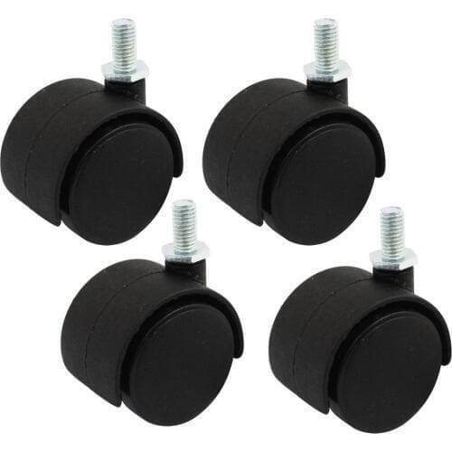 4 Pcs 8mm Male Thread 1.5" Wheel Rotatable Swivel Caster Black for Luggage Case