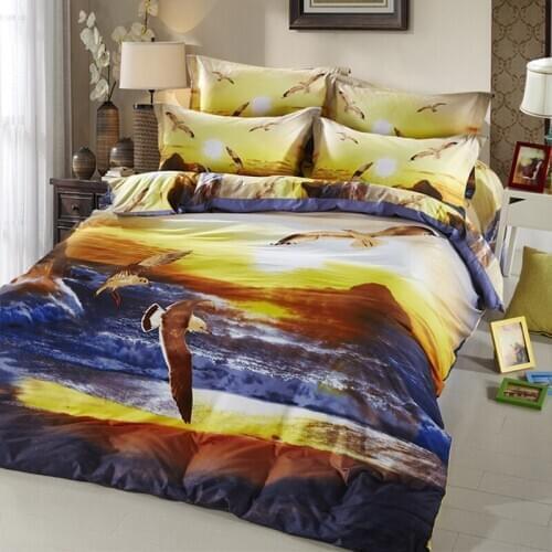 Eagle dolphine Cotton 3D Animal Bedding set Cool 100% Cotton oil printing Duvet Cover Set Bed Sheet PillowCase Queen King 4pcs