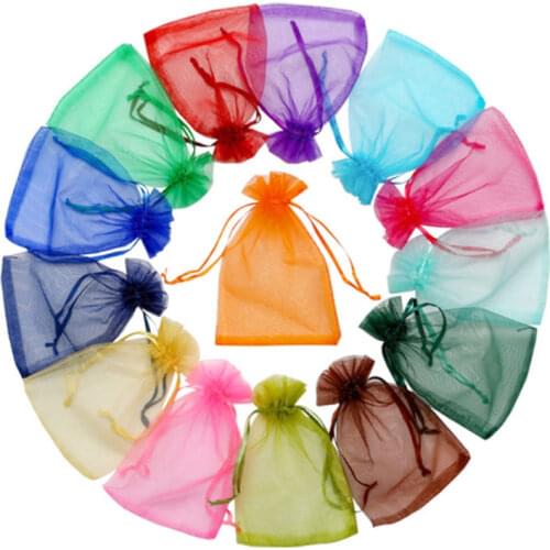 50Pcs Organza Gift Bag Candy Packaging Jewelry Wedding Party Goodie Packing Favors Pouches Drawable Bags Present Sweets Pouches