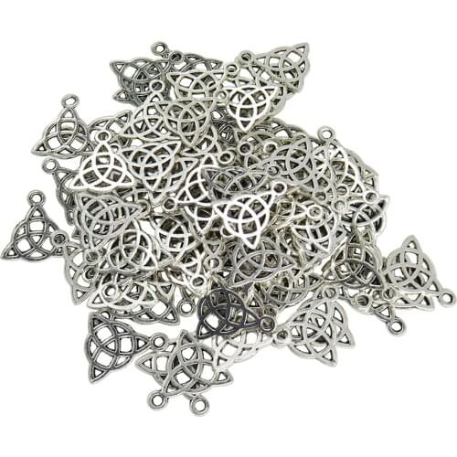 50x Antique Beads Knot Triquetra Tibetan Silver Charm Pendants15x17mm