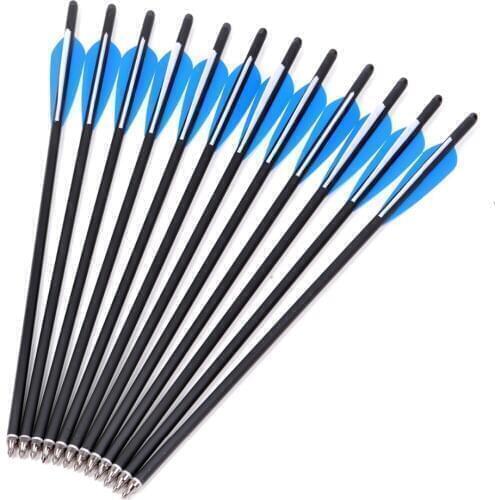 6/12/24Pcs Crossbow Bolt Arrows 17/20/22 Inches Mix Carbon Crossbow Arrow OD 8.8mm With Blue Feather Archery Hunting Shooting