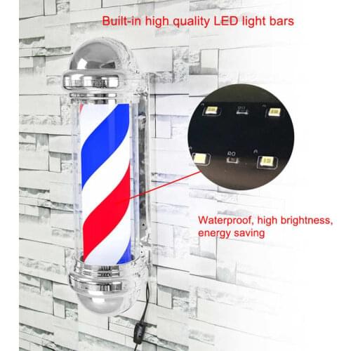 72cm LED Barber Sign Rotating Illuminating Pole Bright Light Barbershop Hair Styling Salon Tool Accessories EU Plug