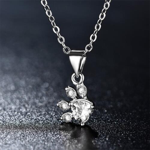 Top Quality Cubic Zirconia Bear Paw Pendant Necklace Gold Silver Color Chain Dog Claw Necklaces Gifts Jewelry Wholesale Price