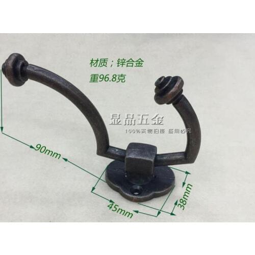 90*38mm Coathook Black clothes hanging hook Single hook Antique Furniture Hardware hook up Furniture Hook wholesale