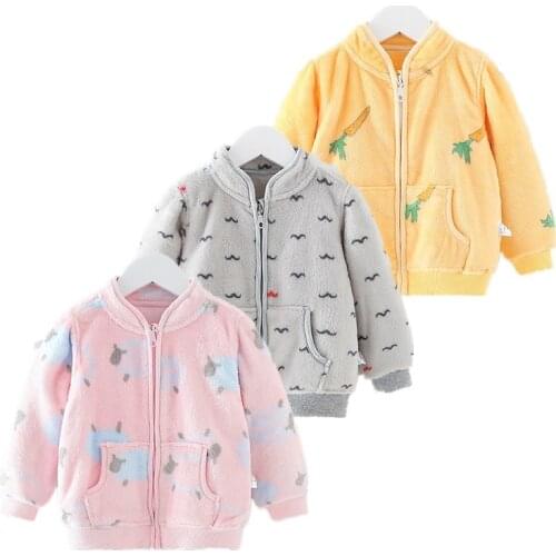 Children Coat Spring And Autumn Flannel Baby Girls Jacket Fashion Cartoon Unisex Warm Coat Cardigan Kids Clothes For 1-6y Boys