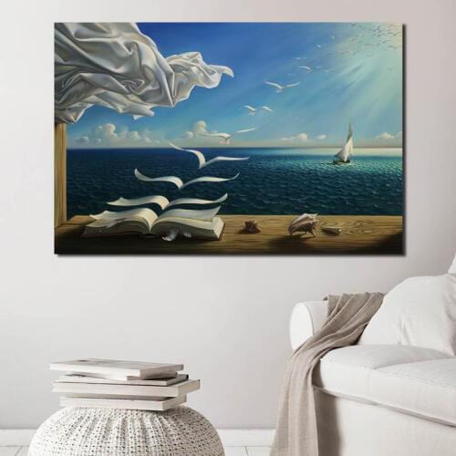 Sea Waves Book Salvadoer Dalies Abstract Art Canvas Poster Painting Wall Picture Print Modern Home Bedroom Decoration Artwork