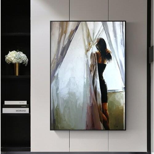 HD Canvas Sexy Girl Back View Beautiful Picture Woman Portrait Oil Painting Canvas Wall Art Impression Artwork For Bedroom Decor