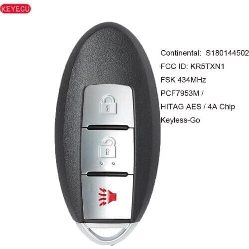 KEYECU Keyless-Go Smart Remote Key FSK 434MHz PCF7953M HITAG AES 4A for N*issan Kicks Rogue Sport 2018 -2020 KR5TXN1 S180144502