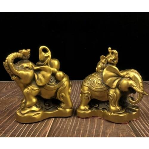 China brass elephant crafts statue A pair