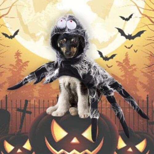 Pet Halloween Costume Spider Transformation Cat Hooded Horror Simulation Plush For Dog Dress Up Outfit Personality Cosplay