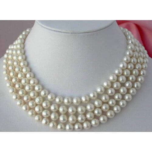 Beautiful Natural 8-9mm White Freshwater Pearl Necklace 100
