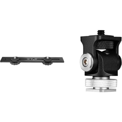 Hot Shoe Mount Monitor Microphone Flash Holder 1/4 Inch Screw with 8 Inch Dual Flash Camera Mount Tripod Bracket