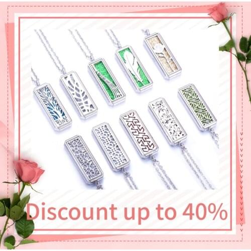 Stainless Steel Square Aroma locket Necklace Magnetic Love Aromatherapy Essential Oil Diffuser Perfume Locket Pendant Jewelry