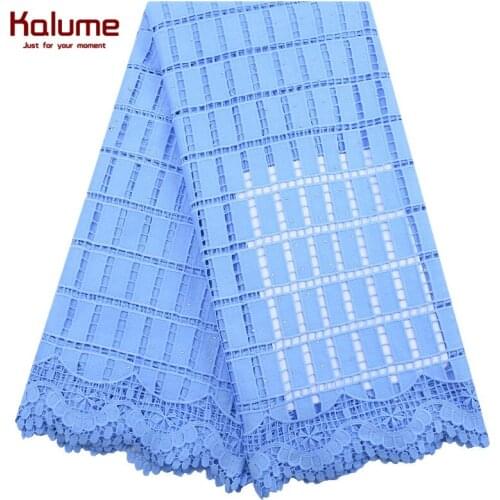 Kalume Top Sale Hollow Out African Guipure Cord Lace Fabric Embroidery Nigerian Water Soluble Cord Lace Fabric For Party F2066