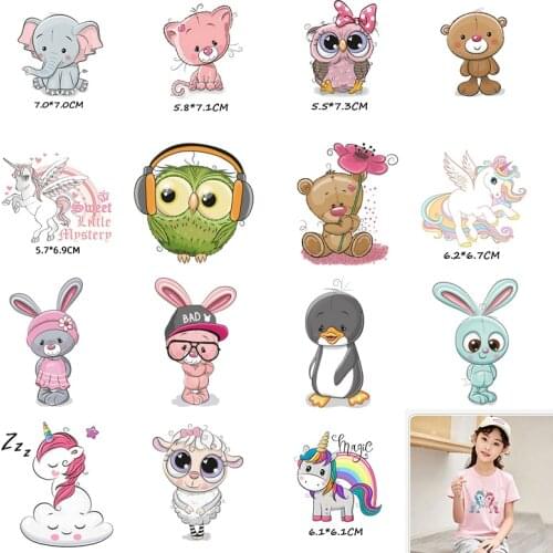 Owl Patches Iron On Patch Clothes Sticker DIY Pony Unicorn Thermal Heat Transfer For Stripe T-shirt Printed Magic Applique E