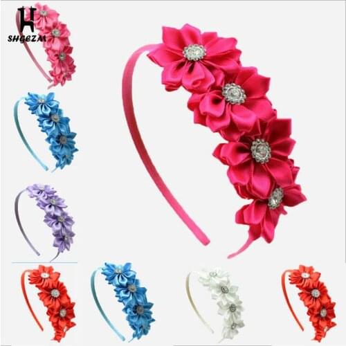 Girls Satin Ribbon Flower Hair Band Baby Girl Hairband Baby&Kids Hairwear Princess Headband Children Accessories