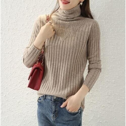 Autumn and winter new pile collar cashmere sweater loose knit bottoming shirt women pullover long-sleeved cashmere sweater