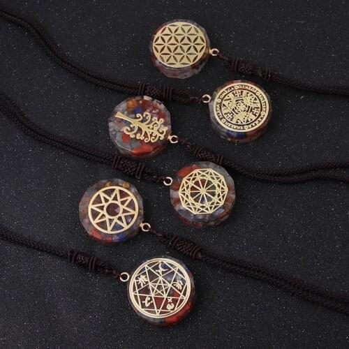 Natural Stone Necklace 7 Colors for Women Big Pendant Goth Style 34mm Width 35cm Lenth Mens Hip Hop Jewelry Wholesale