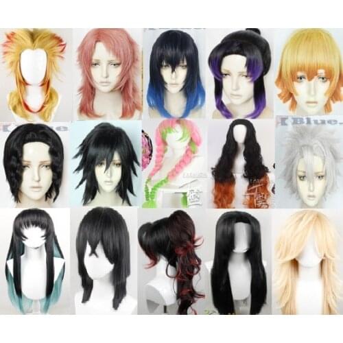 Demon Slayer Kimetsu no Yaiba Rengoku Kyoujurou Kamado NezukoHashibira Inosuke Giyu Tomioka Cosplay Costume Wig Hair +CAP