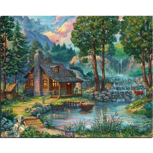 Scenery diamond mosaic cottage embroidery painting cabin rhinestone wall sticker decor diamond drawing art needlework handcraft
