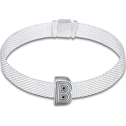 Fits for Pandora Charms Bracelets Letter B Clip Beads 100% 925 Sterling Silver Jewelry Free Shipping