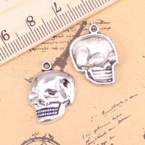 18pcs Charms skeleton head skull 21x16mm Antique Pendants,Vintage Tibetan Silver Jewelry,DIY for bracelet necklace
