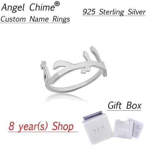 Custom Arabic Letter Rings Angle Chime Brand Personalized Arab Name Ring Real 925 Sterling Silver