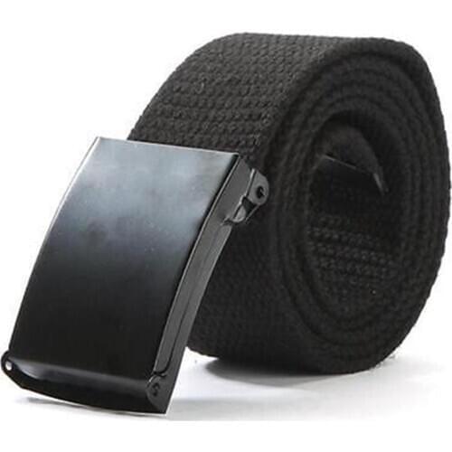 Unisex Casual Solid Color Webbing Canvas Waist Belt Automatic Buckle Waistband