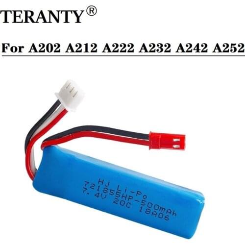 1-10Pcs 7.4v batteries for A202 A212 A222 A232 A242 A252 toy car Accessories 7.4v 500mAh LiPo Battery Rc Cars Spare Parts