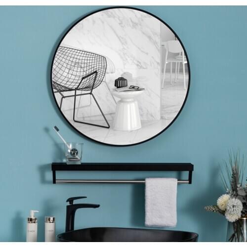 40/50/60/70cm Simple Make UP Mirror Round Vanity Bathroom Mirror With Shelf Wall-mounted Free Punch For Women Make Up Mirror