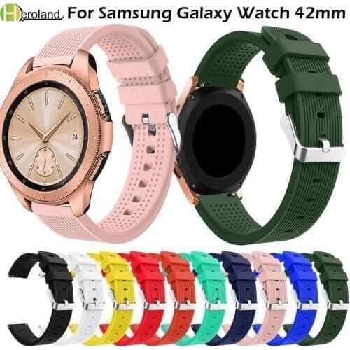 Colorful Silicone watch strap 20mm for Samsung Galaxy Watch 42mm /active smart watch band Replacement wristbands soft Breathable