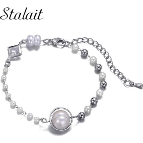 Romantic Round Chrams For Bracelets Clear Square Crystal White Pearl Bracelet Braided Luxury Jewelry Jewer Handmad New Arrival