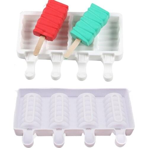 4 Grid Silicone Ice Cream Mold Popsicle Mold Ice Cream Maker DIY Ice Cube Tray Dessert Form Popsicle Mould Cakesicle Tools