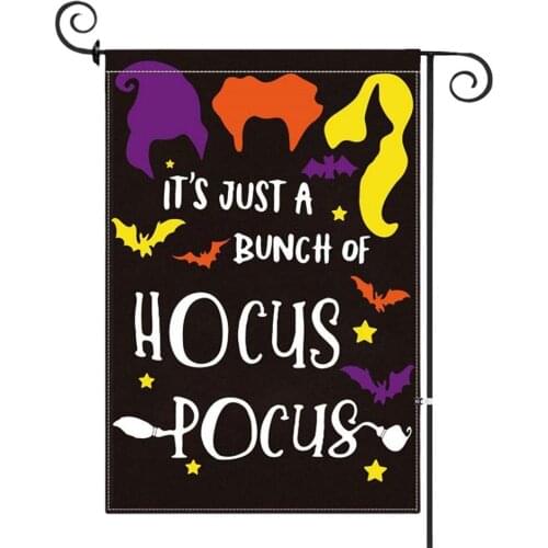 Halloween Decoration Flag Yard Garden Hanging Banner Witch It Is Just A Bunch Of Hocus Pocus Double Print Halloween Party Flag