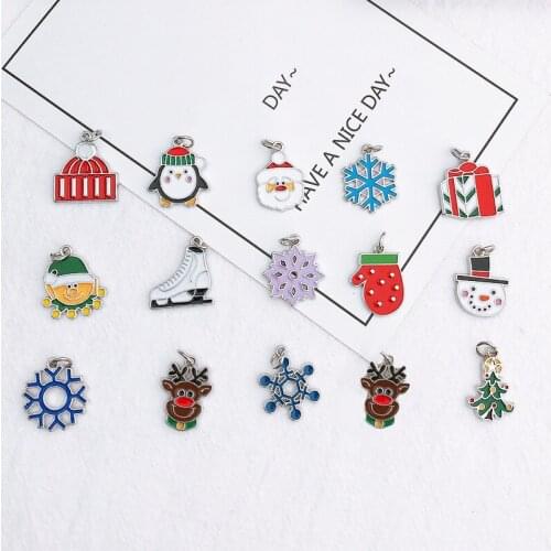 5PCS Christmas Tree Snowflake Bells Pendants Ornaments For DIY Bracelet Necklace Jewelry Making Accessories Handmade Xmas Gift