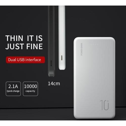 10000 mAh Ultra-Thin Compact Mobile Power Bank Fast Charging Case Battery Case for Iphone Xiaomi Portable Charger Power Bank