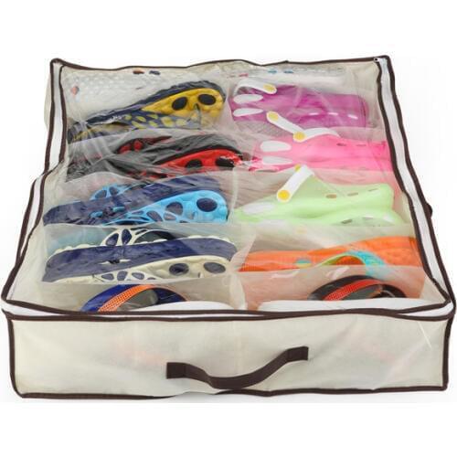High Quality Home New Non-woven Fabric Dustproof 12 Pair Shoes Storage Organizer Holder Shoe Organizer Bag Box Under Bed Closet