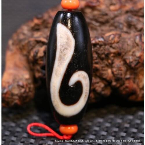High Quality Energy Unique Magic Power Tibetan Agate Money Hook 6 OM Words Big Drum dZi Bead Pendant LKbrother Sauces Top