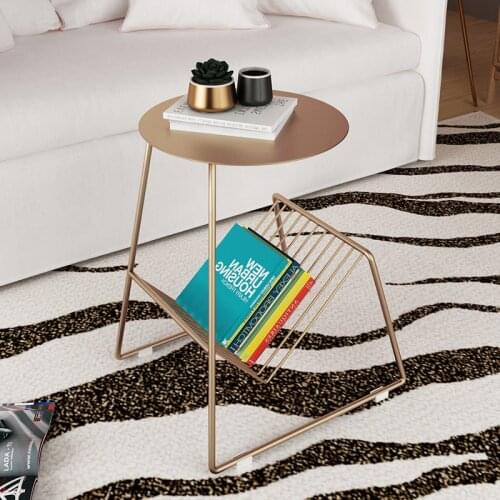 High-temperature nano baking varnish Nordic creative multi-functional small tea table storage solid steel sofa side table metal