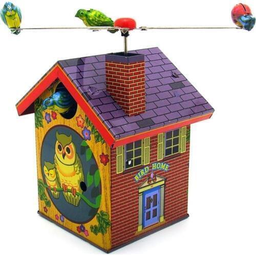 Birds Home Retro Tin Toys Three Birds Rotate Together Metal Wind Up Toy Childhood Memory Clockwork Toys Gift