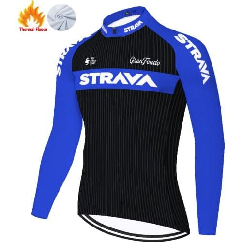 Strava Winter Thermal Fleece Long Sleeve Cycling Jersey Men Camiseta Tenue Cyclisme Homme Roupa Masculino Maillot Ciclismo 자전거의류