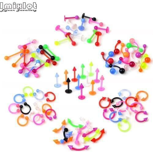 10Pcs/lot Fashion Invisible Nose Rings Lip Labret Piercing Barbell Tongue Ring Belly Ring Eyebrow Tragus Solid Body Jewelry