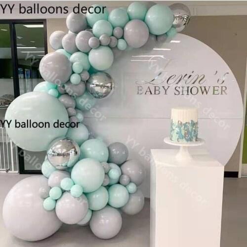 105pcs Pastel Balloons Garland Arch Kit 4D Sliver Macaron Gray Green Blue Birthday Wedding Baby Shower Anniversary Party Decor