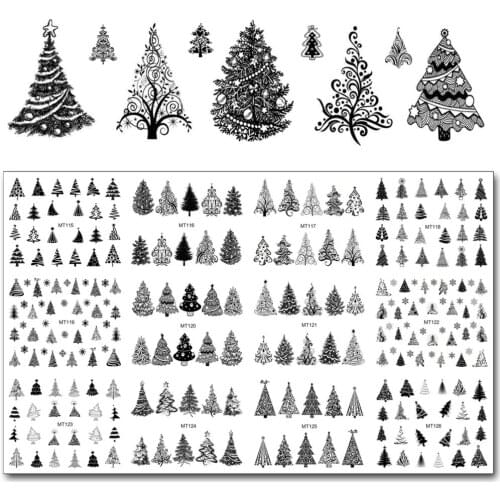 12 Sheets/Lot Nail MT115-126 Mix Black Tree Nail Art Water Transfer Decal Sticker For Nail Art Tattoo (12 DESIGNS IN 1)