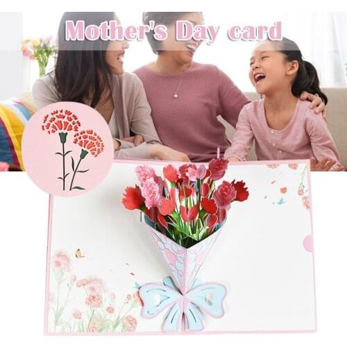 Carnation Handmade 3D Pop Up Thank You Card Thanksgiving Cards Mothers Day Greeting Gift Cards With Envelope for Mom ca