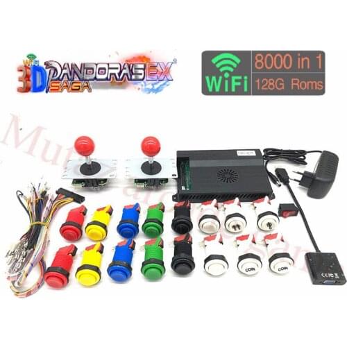 3D Pandora Saga EX Board 8000 in 1 Wifi DIY Kit 2 Playes Arcade Game Cabinet 8 Way Joystick with American style push button kit