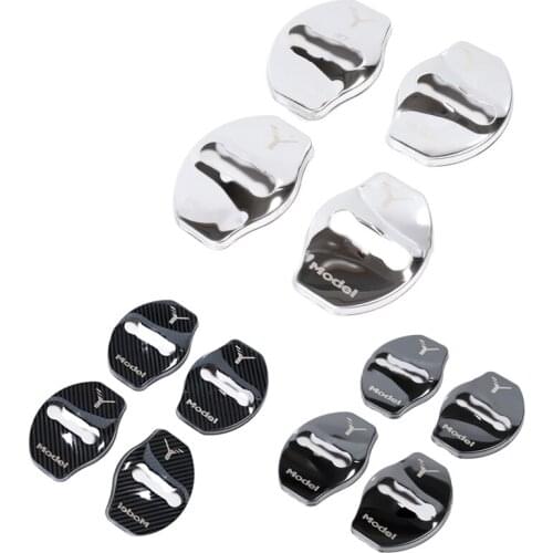 4Pcs Car Door Lock Buckle Cover for Tesla Model Y Accessories Door Lock Sticker Automobile Decoration