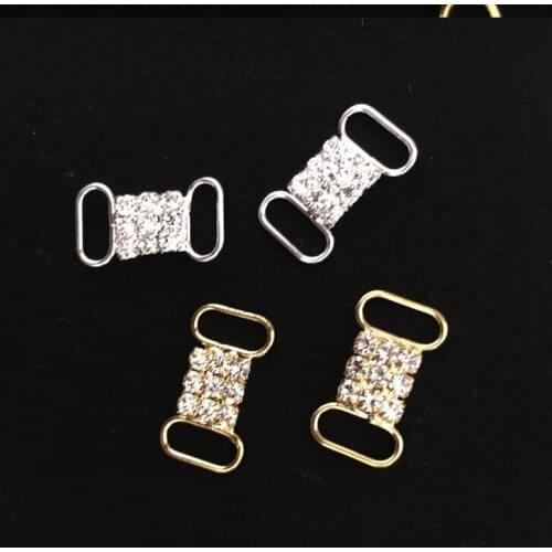 5 PCS/lot 20mm Small Silver Gold Rhinestone Bikini Connectors Rhinestone Buckle For Bikini Decoration