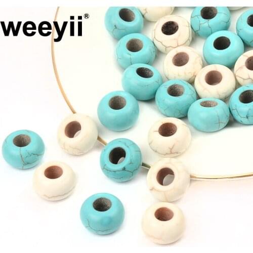 8x14mm Circles Big Hole Beads Turquoises Bead Natural Stone Loose Spacer Beads For DIY Fashion Charms Bracelet Accessories